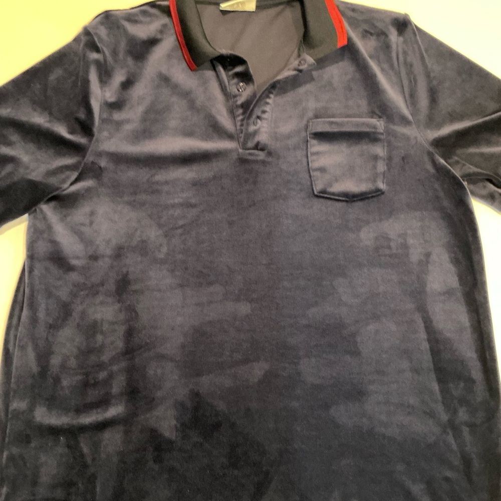 Elegant Navy Polo Shirt with Red Accents